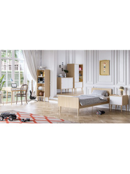 Children's chest of drawers with 2 sliding doors and one large shelf in white wood Retro collection by VOX