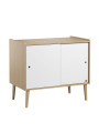 Children's chest of drawers with 2 sliding doors and one large shelf in white wood Retro collection by VOX