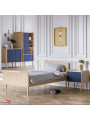 Children's chest of drawers with 2 sliding doors and one large shelf in blue wood Retro collection by VOX