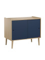 Cassettiera con fasciatoio per Bambini con due ante scorrevoli e ampio ripiano in legno blu collezione Retro di VOX