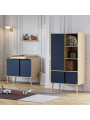 Children's souble wardrobe with sliding doors in blue wood Retro collection by VOX