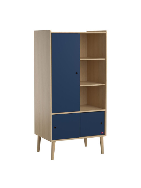Children's souble wardrobe with sliding doors in blue wood Retro collection by VOX