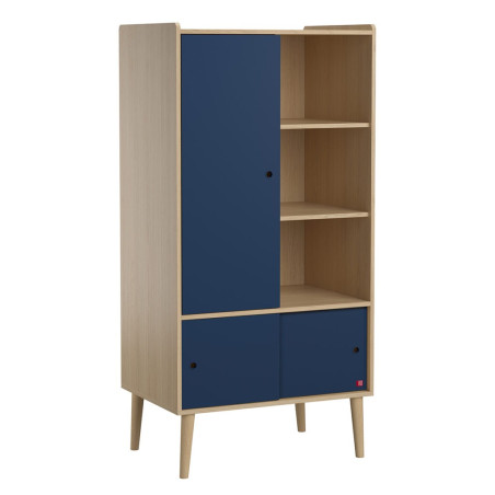 Children's souble wardrobe with sliding doors in blue wood Retro collection by VOX