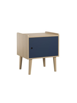 Comodino per la cameretta dei Bambini in legno di rovere e antine blu collezione Retro di VOX