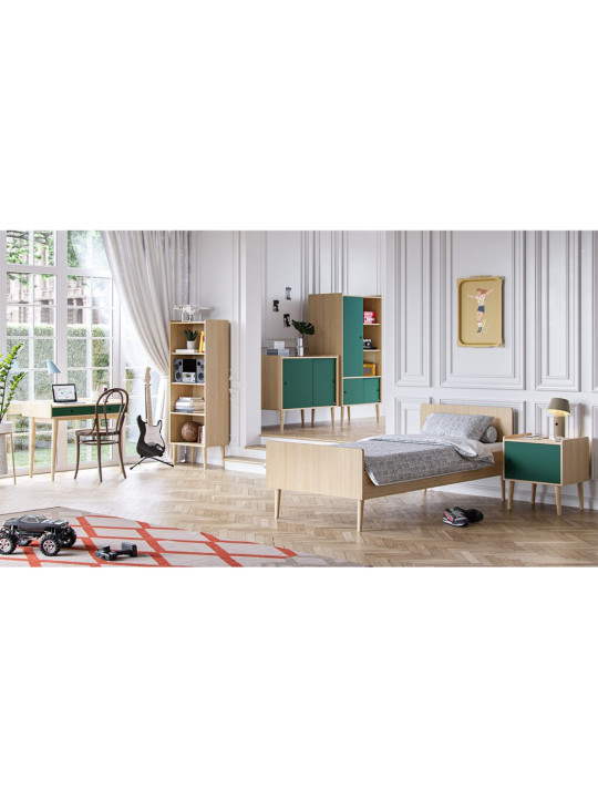 Children's desk with two drawers in green and oak wood Retro collection by VOX
