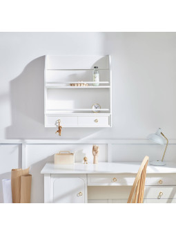 Wall Shelf for children's bedroom in white wood with large drawer Royal collection by BellAmy