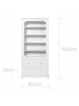Wall Bookcase for children's bedroom in white wood with large drawers Royal collection by BellAmy