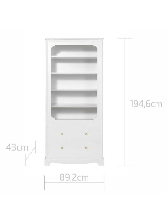 Wall Bookcase for children's bedroom in white wood with large drawers Royal collection by BellAmy