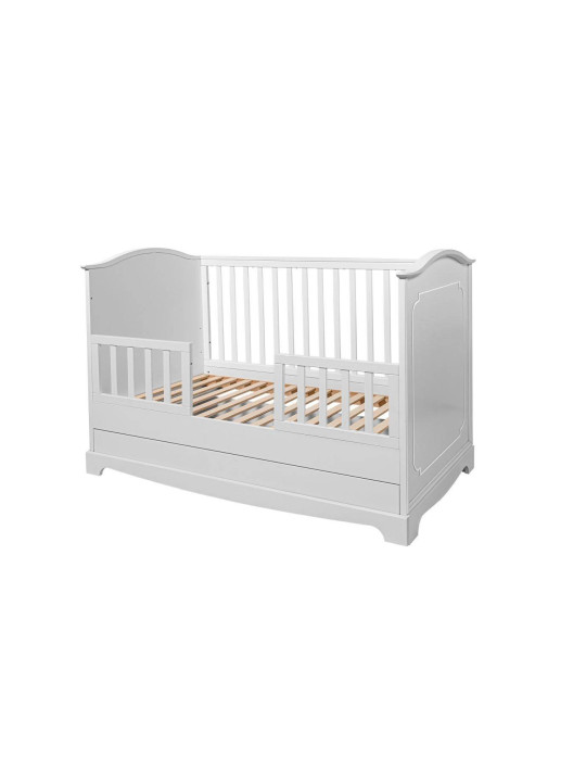 Culla per bambini 70x140 Divanetto in legno bianco con spondina anticaduta collezione Royal by BellAmy