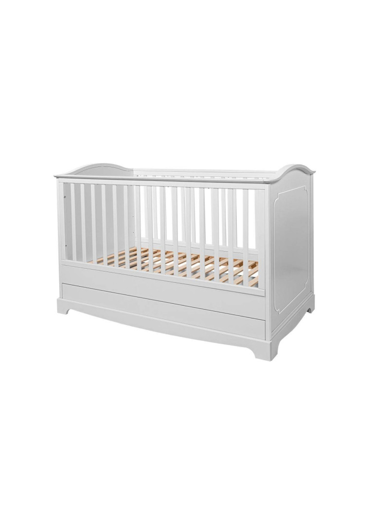 Culla per bambini 70x140 Divanetto in legno bianco con spondina anticaduta collezione Royal by BellAmy