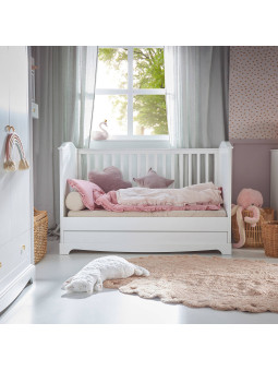 Culla per bambini 70x140 Divanetto in legno bianco con spondina anticaduta collezione Royal by BellAmy