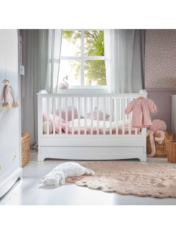 Culla per bambini 70x140 Divanetto in legno bianco con spondina anticaduta collezione Royal by BellAmy