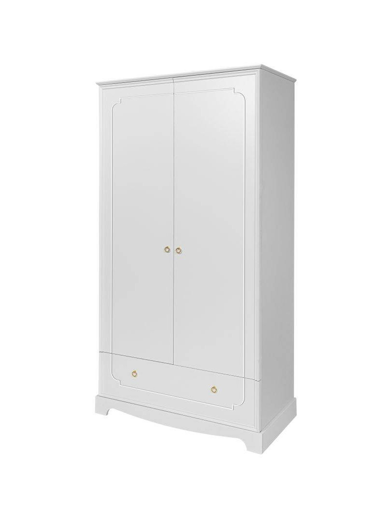Wardrobe for children's bedroom in white wood with large drawer Royal collection by BellAmy
