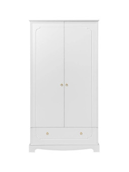 Armadio Guardaroba a due ante per la cameretta dei bambini in legno bianco con cassetto collezione Royal by BellAmy