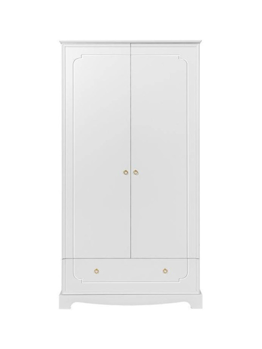 Armadio Guardaroba a due ante per la cameretta dei bambini in legno bianco con cassetto collezione Royal by BellAmy