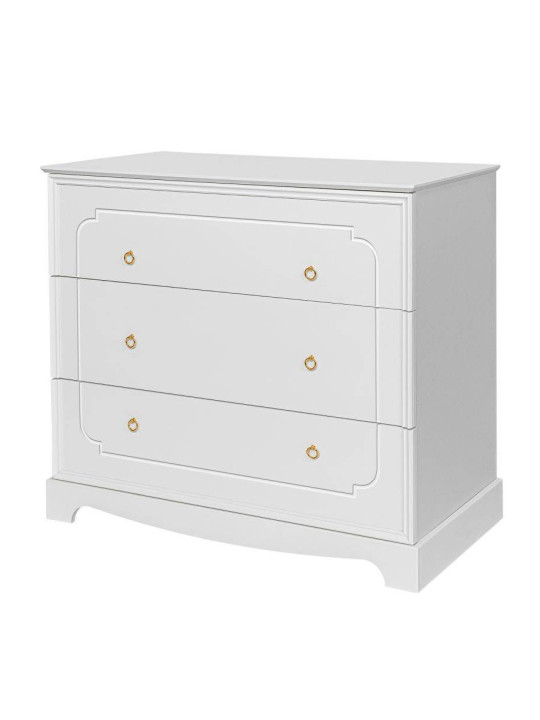 Chest of 3 drawers with changing table for children's bedroom in white wood with large drawers Royal collection by BellAmy