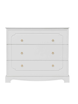 Chest of 3 drawers with changing table for children's bedroom in white wood with large drawers Royal collection by BellAmy