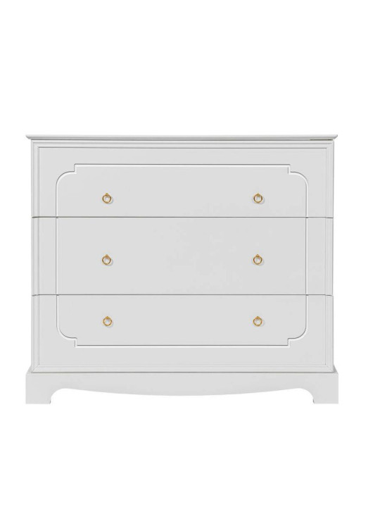 Cassettiera con fasciatoio per la cameretta dei bambini in legno bianco con cassetti collezione Royal by BellAmy