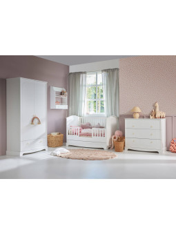 Cassettiera con fasciatoio per la cameretta dei bambini in legno bianco con cassetti collezione Royal by BellAmy
