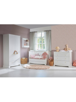 Cassettiera con fasciatoio per la cameretta dei bambini in legno bianco con cassetti collezione Royal by BellAmy