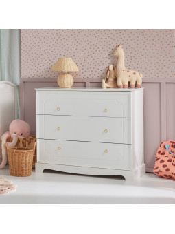 Cassettiera con fasciatoio per la cameretta dei bambini in legno bianco con cassetti collezione Royal by BellAmy