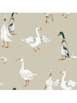 Carta da Parati Tappezzeria per Cameretta dei Bambini White Ducks by Dekornik