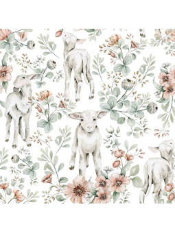 Carta da Parati Tappezzeria per Cameretta dei Bambini Little Lambs by Dekornik
