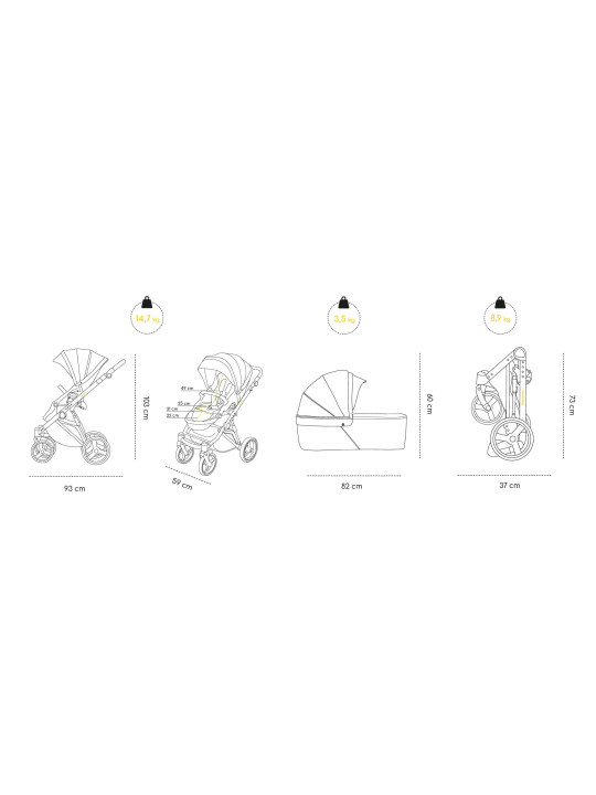Passeggino 2in1 Oslo con assorbimento urti fino a 15 kg - Skiddoü
