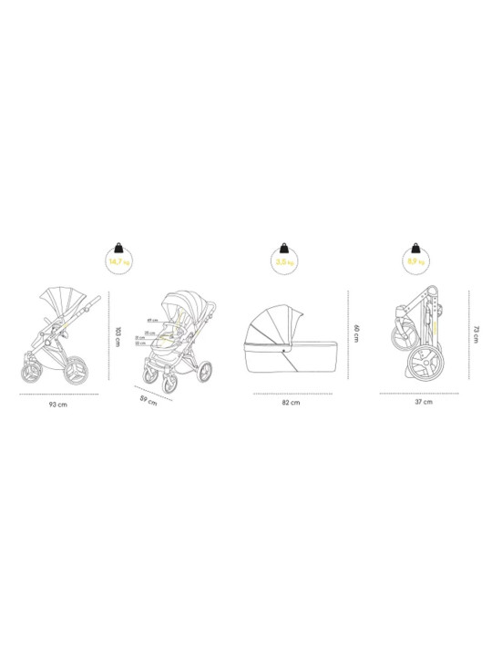 Passeggino Carrozzina per Bambini e Neonati 2in1 Oslo+ con assorbimento urti fino a 22kg