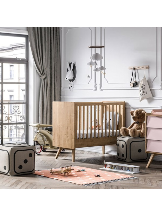 Retrò Crib for babies 60x120 in oak natural wood Vintage collection by VOX