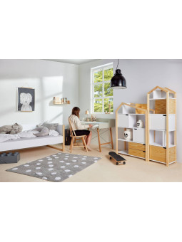 Libreria per bimbi a forma di casetta per cameretta dei bambini in legno di pino naturale collezione Tatam by BellAmy