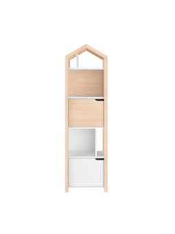 Libreria per bimbi a forma di casetta per cameretta dei bambini in legno di pino naturale collezione Tatam by BellAmy