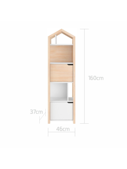 Libreria per bimbi a forma di casetta per cameretta dei bambini in legno di pino naturale collezione Tatam by BellAmy