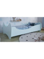 Montessori philosophy children's bed in light blue wood in the shape of butterfly wings by Kocot Kids