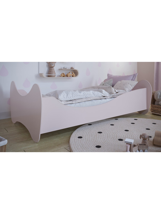 Montessori philosophy children's bed in pink wood in the shape of butterfly wings by Kocot Kids
