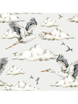 Carta da Parati Tappezzeria per Cameretta dei Bambini Storks In The Clouds by Dekornik