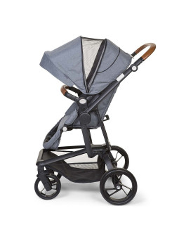Gray 2in1 stroller for children - 5-point safety belts - Sun canopy - Reclining seat - Basket - Rain cover + cover by Childhome