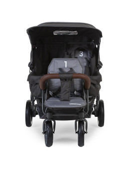 Anthracite gray triple stroller for babies from 6 months up to 15kg with leather handle by Childhome