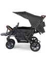 Anthracite gray triple stroller for babies from 6 months up to 15kg with leather handle by Childhome