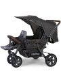 Anthracite gray triple stroller for babies from 6 months up to 15kg with leather handle by Childhome