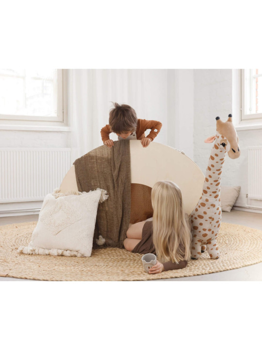 Montessori natural wooden bookcase for children that can also be used as a desk or hiding place to play - Kumpu by Fitwood