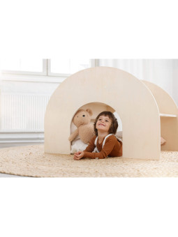 Montessori natural wooden bookcase for children that can also be used as a desk or hiding place to play - Kumpu by Fitwood