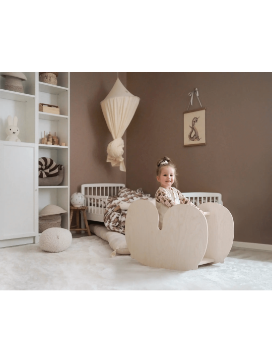 Montessori natural wooden rocking horse for children that can also be used as a desk - Nuppo by Fitwood