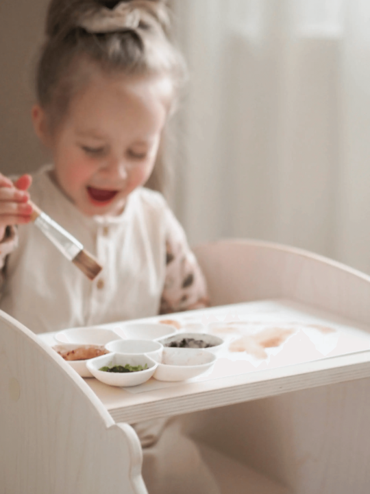 Montessori natural wooden rocking horse for children that can also be used as a desk - Nuppo by Fitwood