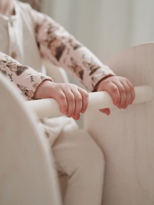 Montessori natural wooden rocking horse for children that can also be used as a desk - Nuppo by Fitwood