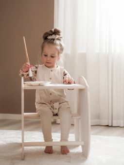 Montessori natural wooden rocking horse for children that can also be used as a desk - Nuppo by Fitwood