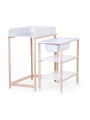 Mobile nursery per neonati e bambini con fasciatoio e vasca per il bagnetto bianco e legno naturale by Childhome