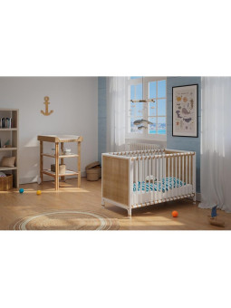Culla evolutiva Nemo in rattan 60 x 120 bianco / beige - Théo Bébé