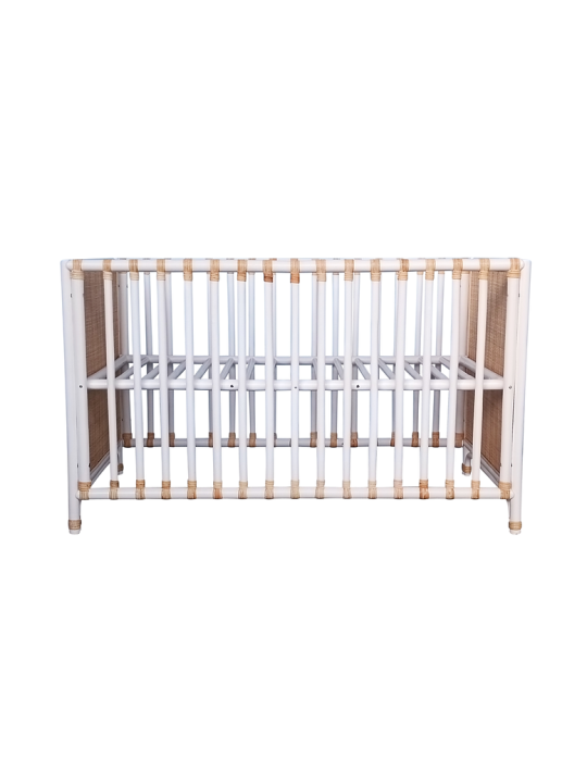 Nemo Evolutive Bed in rattan 60 x 120 white / beige - Théo Bébé