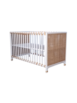 Nemo Evolutive Bed in rattan 60 x 120 white / beige - Théo Bébé